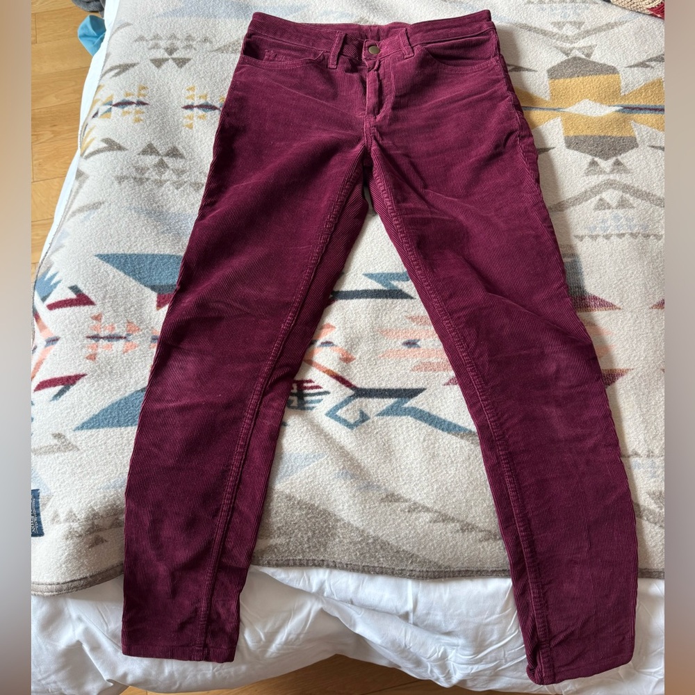 American Apparel Deep Burgundy Skinny Corduroy Jeans